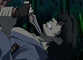 Manga outdoor avec une chienne à forte poitrine