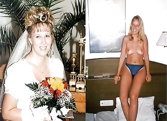 En robe de marié et nue